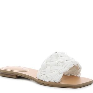 Marc Fisher White Braided Slide Sandals